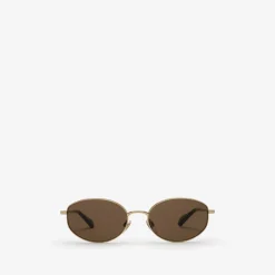 Metal Check Oval Sunglasses