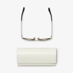 Metal Check Oval Sunglasses