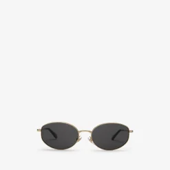 Metal Check Oval Sunglasses