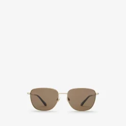 Metal Check Square Sunglasses