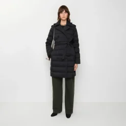 Mid-length Nylon Hooded Puffer Coat