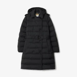 Mid-length Nylon Hooded Puffer Coat