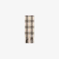 Narrow Check Alpaca Wool Blend Scarf