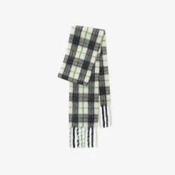 Narrow Check Alpaca Wool Blend Scarf