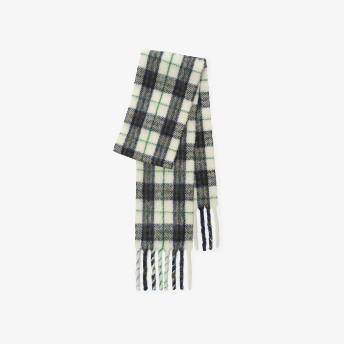 Narrow Check Alpaca Wool Blend Scarf