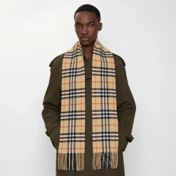 Narrow Check Cashmere Scarf