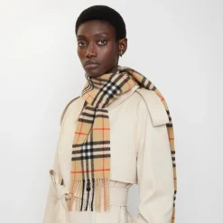 Narrow Check Cashmere Scarf