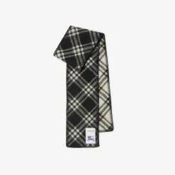 Narrow Check Wool Scarf