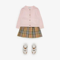 Pleated Check Cotton Skirt