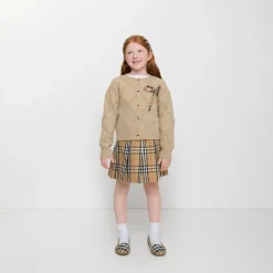 Pleated Check Cotton Twill Skirt