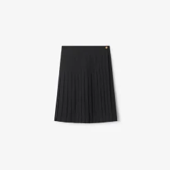 Pleated Wool Blend Midi Skirt
