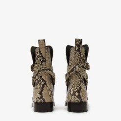 Python-print Leather Ledger Boots​​