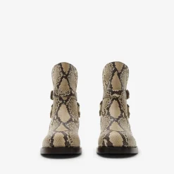 Python-print Leather Ledger Boots​​