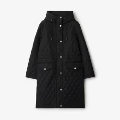 Quilted Nylon Hooded Coat