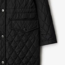Quilted Nylon Hooded Coat