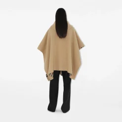 Reversible Check Cashmere Hooded Cape