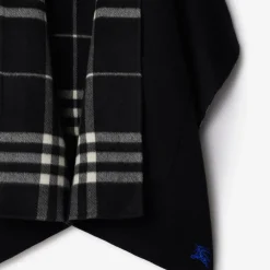 Reversible Check Cashmere Hooded Cape