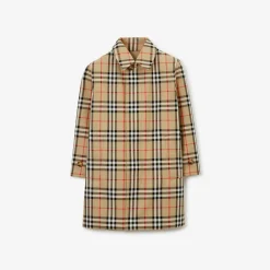 Reversible Check Gabardine Car Coat