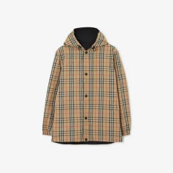 Reversible Check Nylon Hooded Jacket
