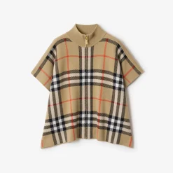 Reversible Check Wool Cape