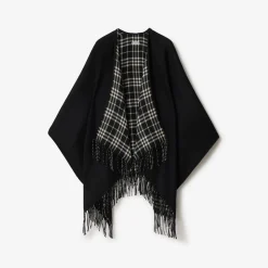 Reversible Check Wool Cape