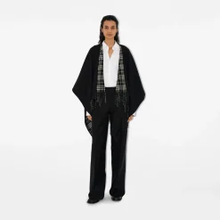 Reversible Check Wool Cape
