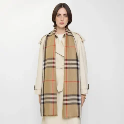 Reversible Check Wool Silk Scarf