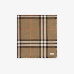 Reversible Check Wool Silk Scarf