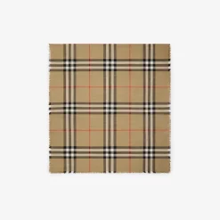 Reversible Check Wool Silk Scarf