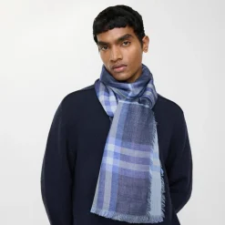 Reversible Check Wool Silk Scarf