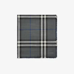 Reversible Check Wool Silk Scarf