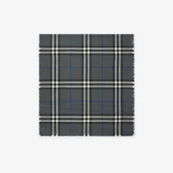 Reversible Check Wool Silk Scarf