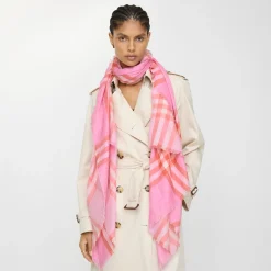 Reversible Check Wool Silk Scarf