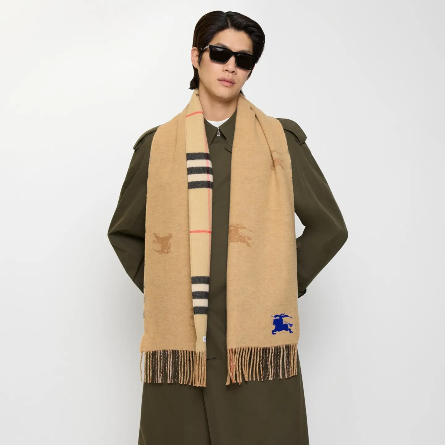 Reversible Knight Check Cashmere Scarf