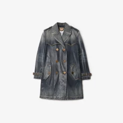 Short Coated Denim Trench Coat