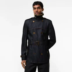 Short Denim Trench Coat