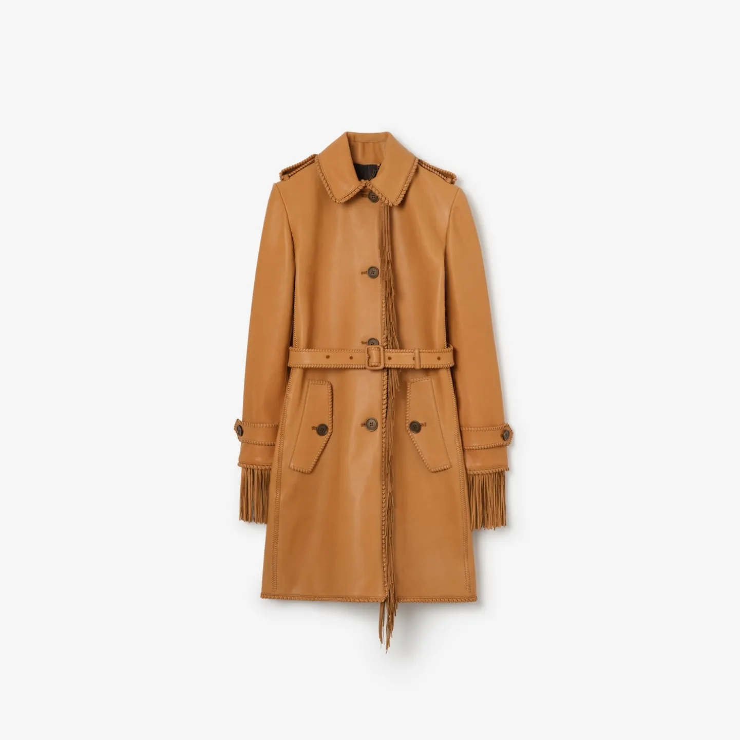 Short Fringed Leather Car Coat