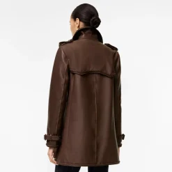 Short Fringed Leather Trench Coat
