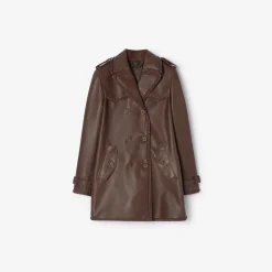 Short Fringed Leather Trench Coat