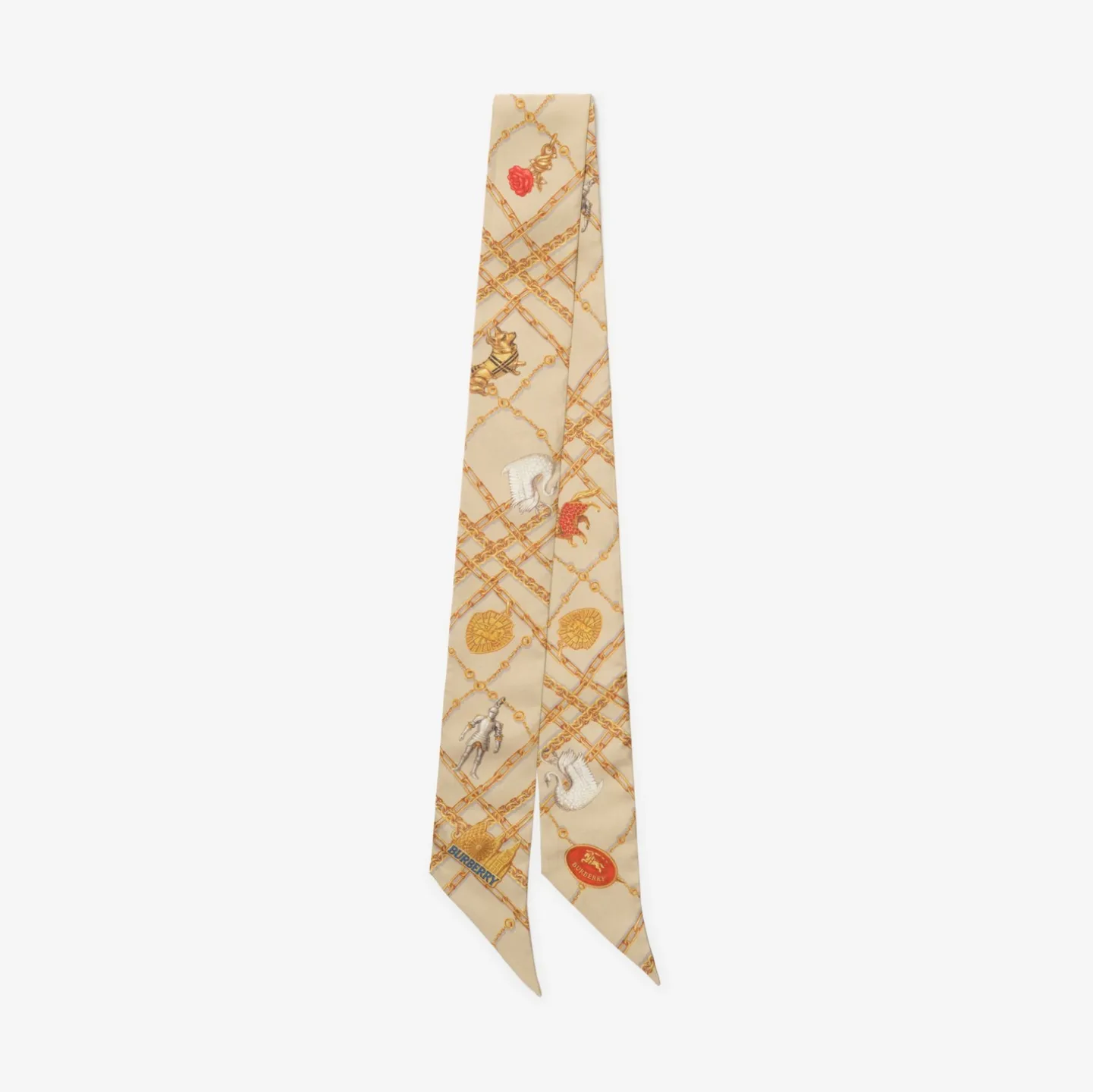 Skinny Check Charm Silk Scarf