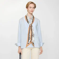 Skinny Check Knight Stamp Silk Scarf