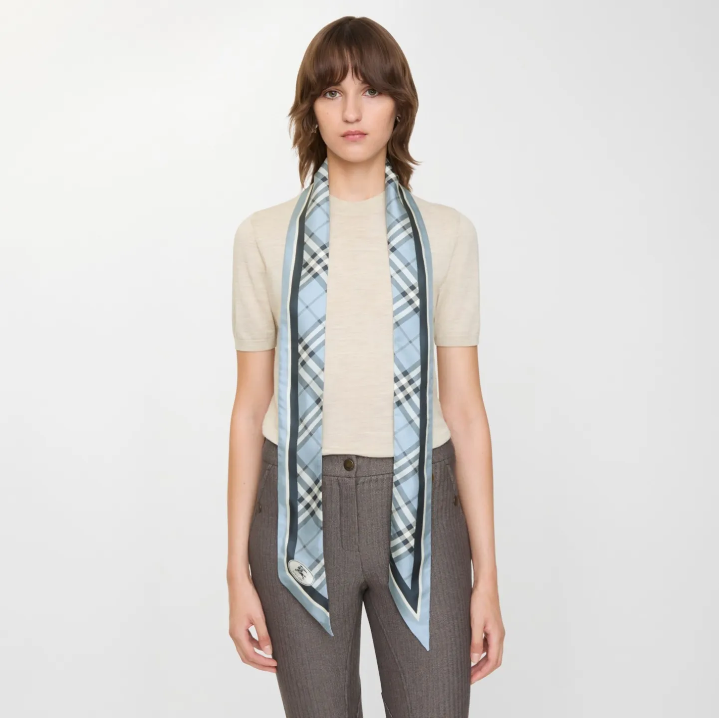 Skinny Check Silk Scarf