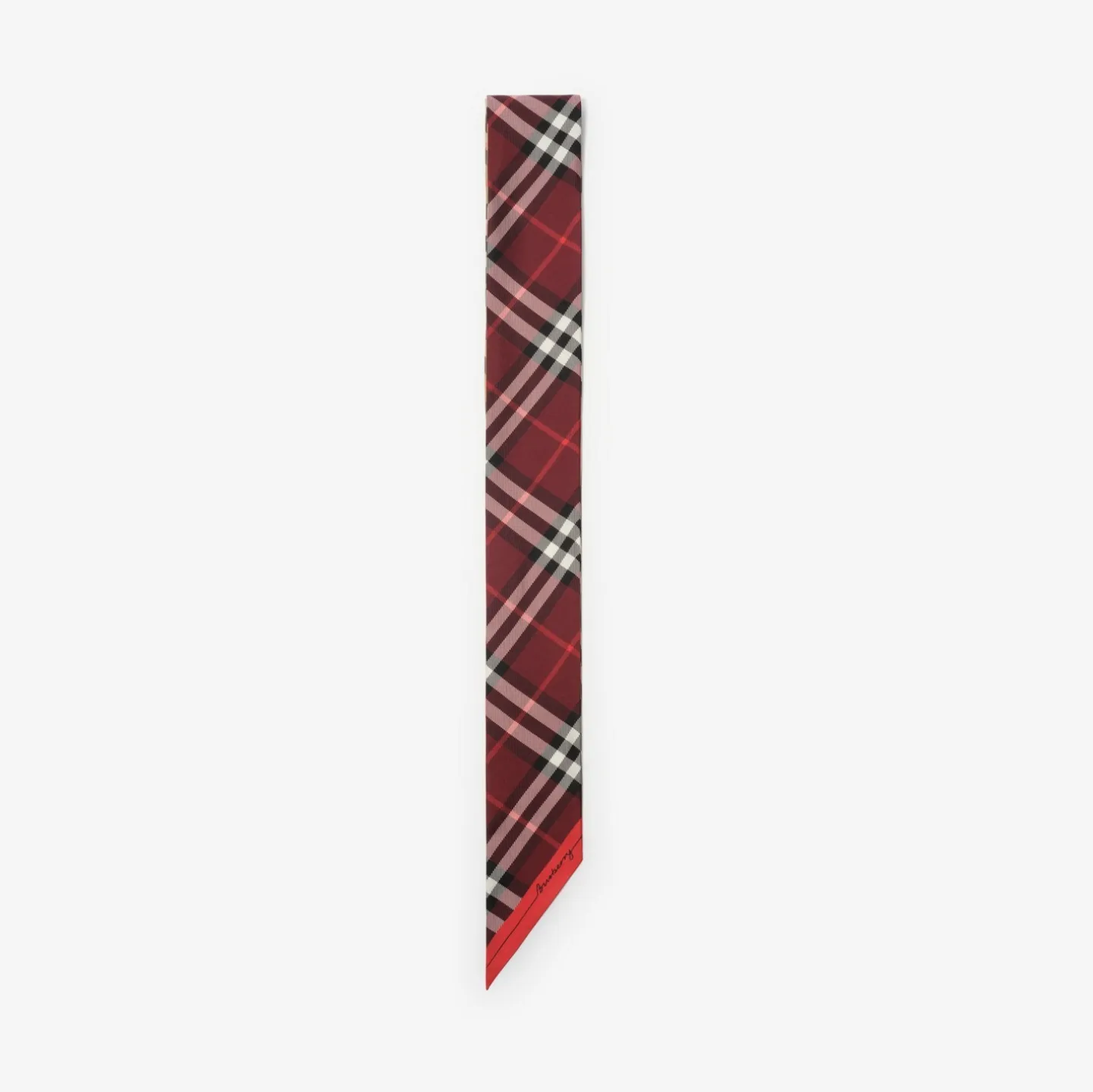 Skinny Contrast Check Silk Scarf