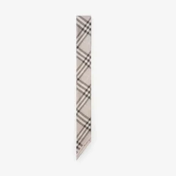 Skinny Contrast Check Silk Scarf