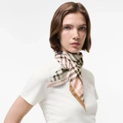Skinny Contrast Check Silk Scarf
