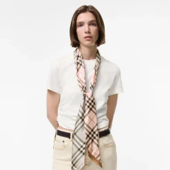 Skinny Contrast Check Silk Scarf