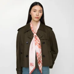 Skinny Watercolour Check Silk Scarf