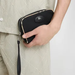 Small Check Trim Travel Pouch