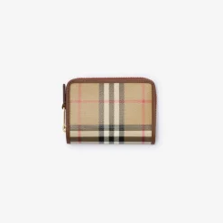 Small Check Zip Wallet