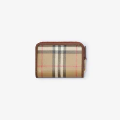 Small Check Zip Wallet